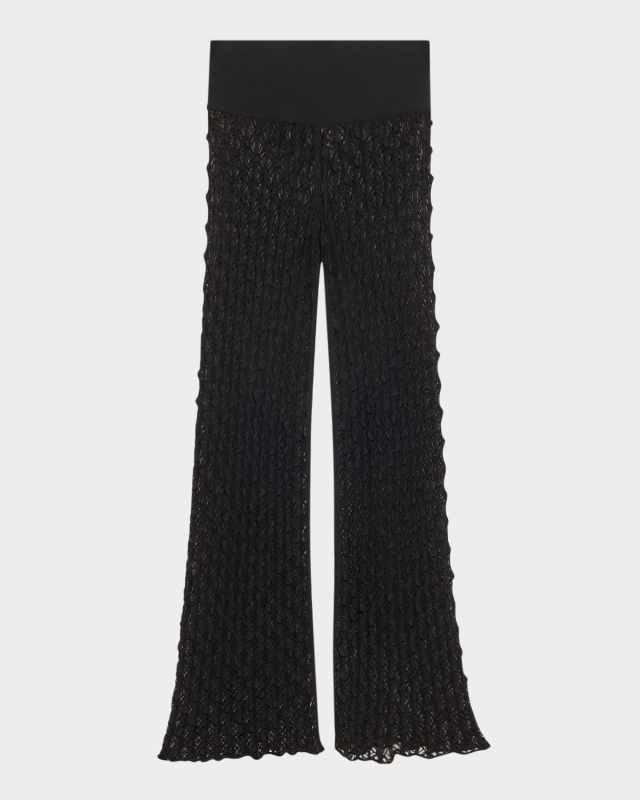 Geometric Lace Sheer Flared Pants